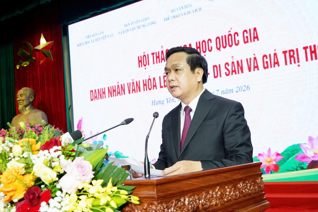 &Ocirc;ng Phạm Quang Ngọc - B&iacute; thư Tỉnh uỷ Hưng Y&ecirc;n ph&aacute;t biểu tại Hội thảo (Ảnh: Vũ H&ugrave;ng)