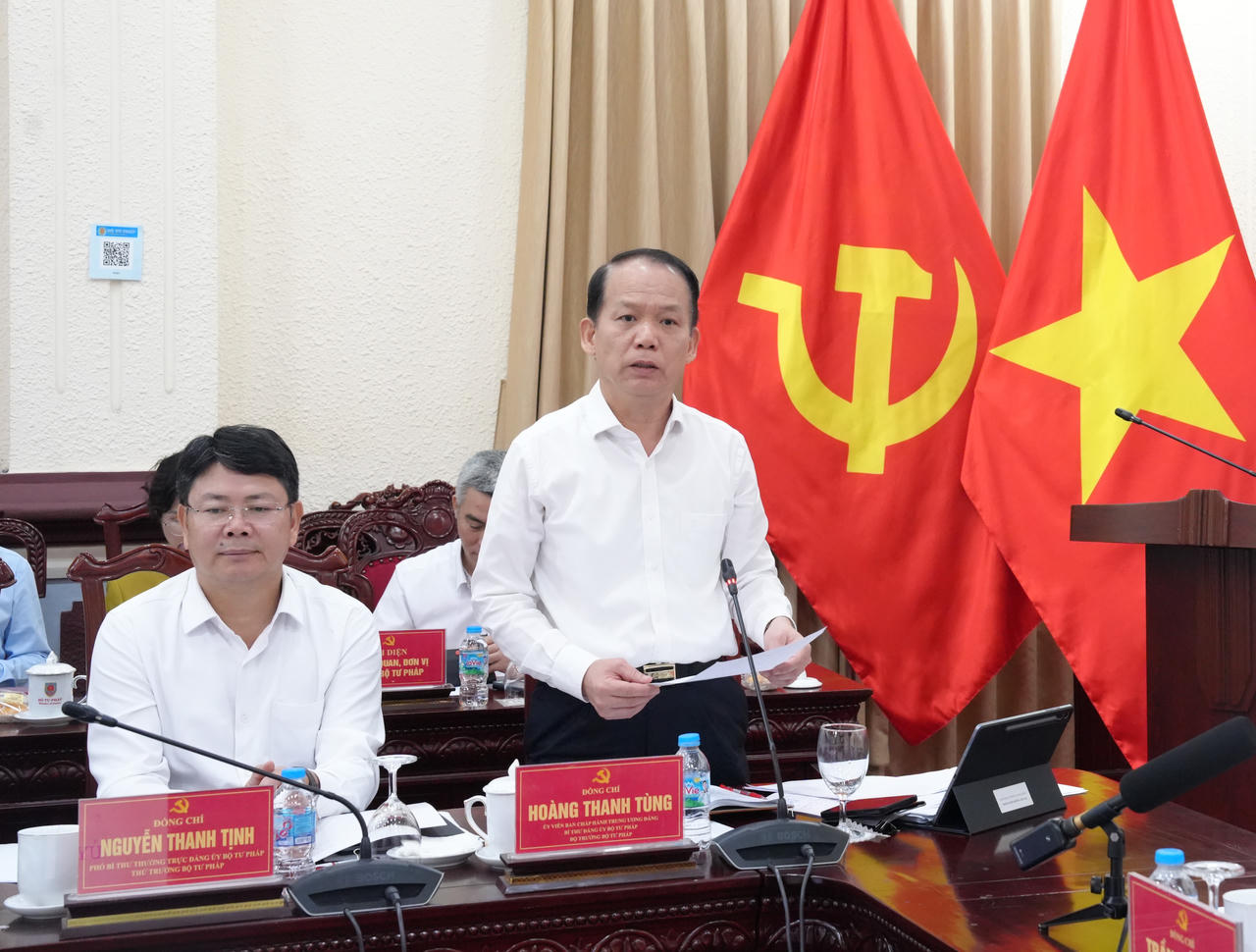 Bộ trưởng Bộ Tư ph&aacute;p Ho&agrave;ng Thanh T&ugrave;ng ph&aacute;t biểu.