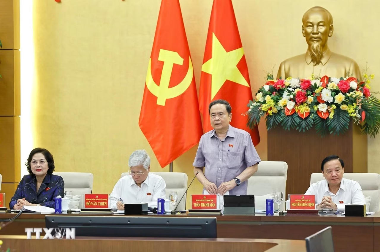 Chủ tịch Quốc hội Trần Thanh Mẫn ph&aacute;t biểu.  (Ảnh: Do&atilde;n Tấn/TTXVN)