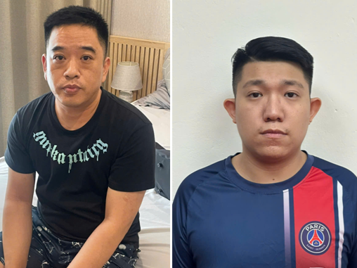 C&aacute;c đối tượng Huang Limin Quốc tịch Trung Quốc (L&atilde;o Ho&agrave;ng) v&agrave; L&ecirc; Trung Hiếu (Ảnh CATP)
