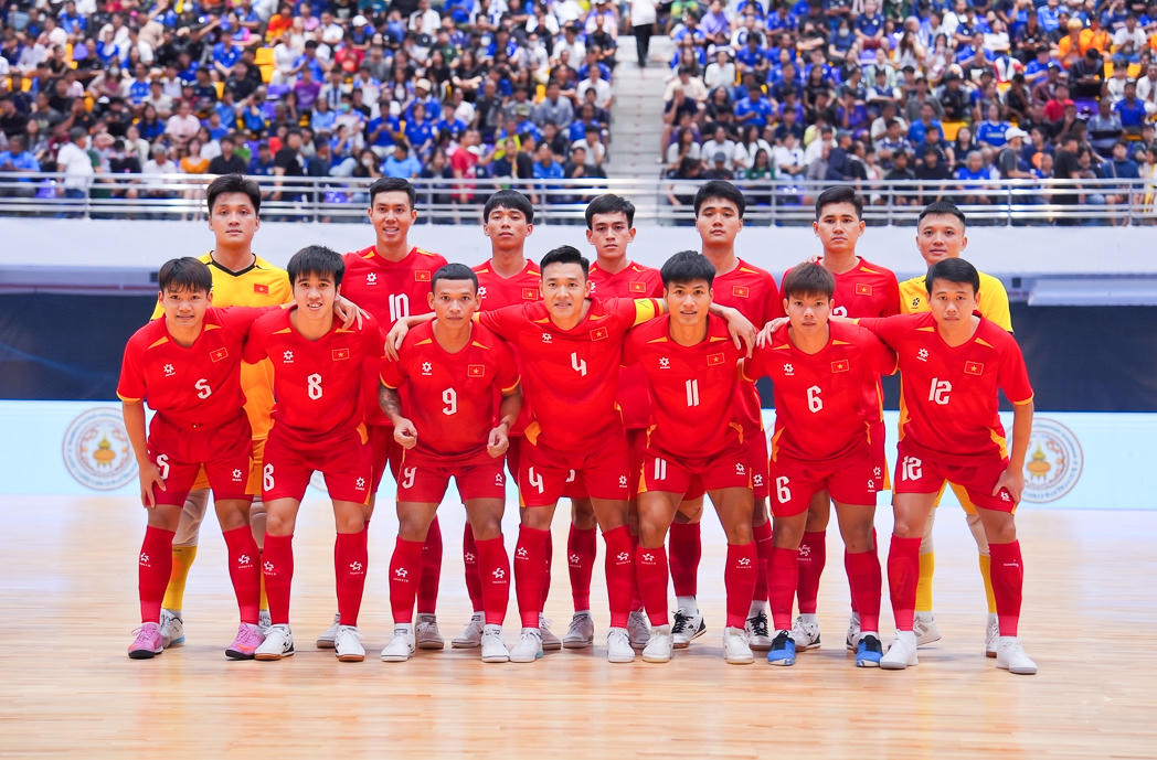 Đội tuyển futsal Việt Nam thi đấu giao hữu tại Th&aacute;i Lan (Ảnh VFF)