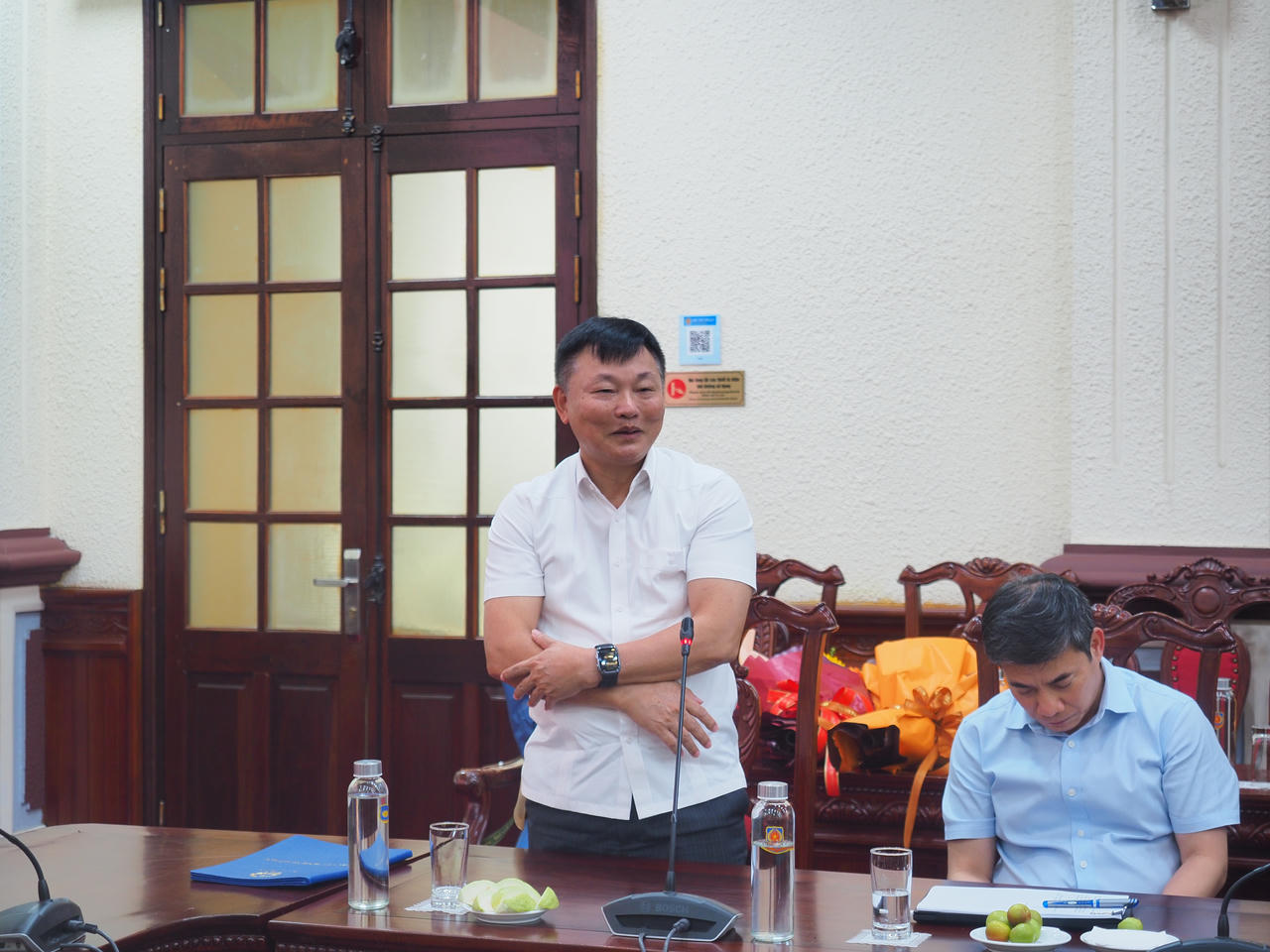 Đồng ch&iacute; L&ecirc; Đại Hải, nguy&ecirc;n Ph&oacute; Cục trưởng Cục Ph&aacute;p luật d&acirc;n sự - kinh tế ph&aacute;t biểu tại buổi lễ.