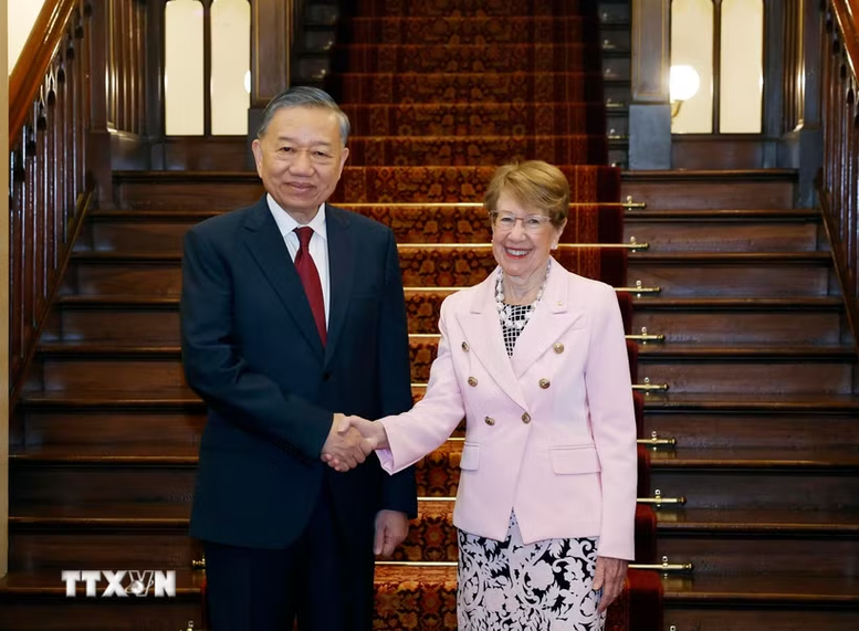 Tổng B&iacute; thư, Chủ tịch nước T&ocirc; L&acirc;m gặp b&agrave; Margaret Beazley, Thống đốc bang New South Wales, Australia. Ảnh: TTXVN
