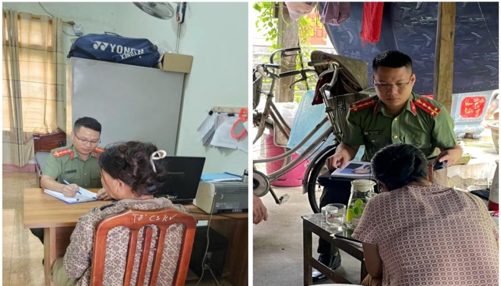 C&ocirc;ng an x&atilde; Vạn Xu&acirc;n l&agrave;m việc với c&aacute;c c&ocirc;ng d&acirc;n tự tập 'Ph&aacute;p Lu&acirc;n C&ocirc;ng ' ( Ảnh C&ocirc;ng an Hưng Y&ecirc;n)