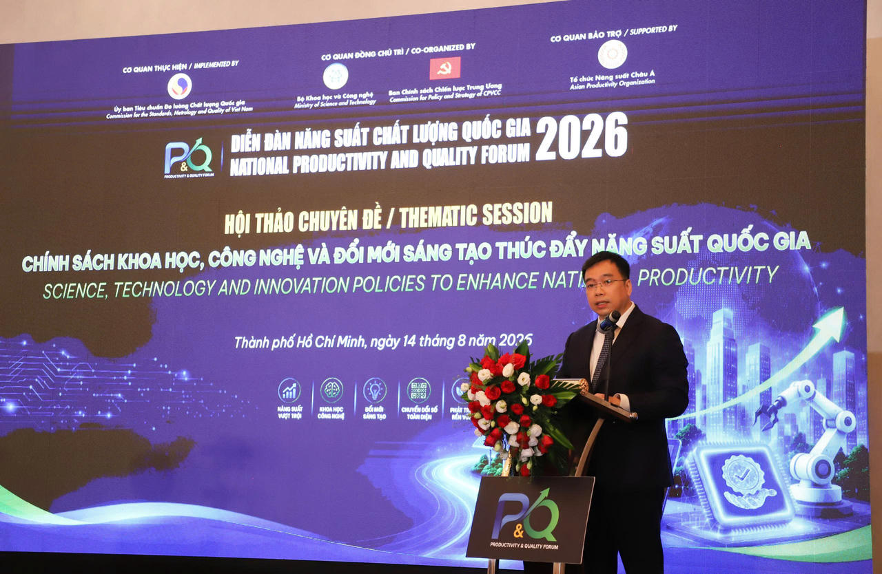 &Ocirc;ng Nguyễn Nam Hải - Chủ tịch Uỷ ban TCĐLCL Quốc gia ph&aacute;t biểu tại Hội thảo chuy&ecirc;n đề 1 (Ảnh: MOST)