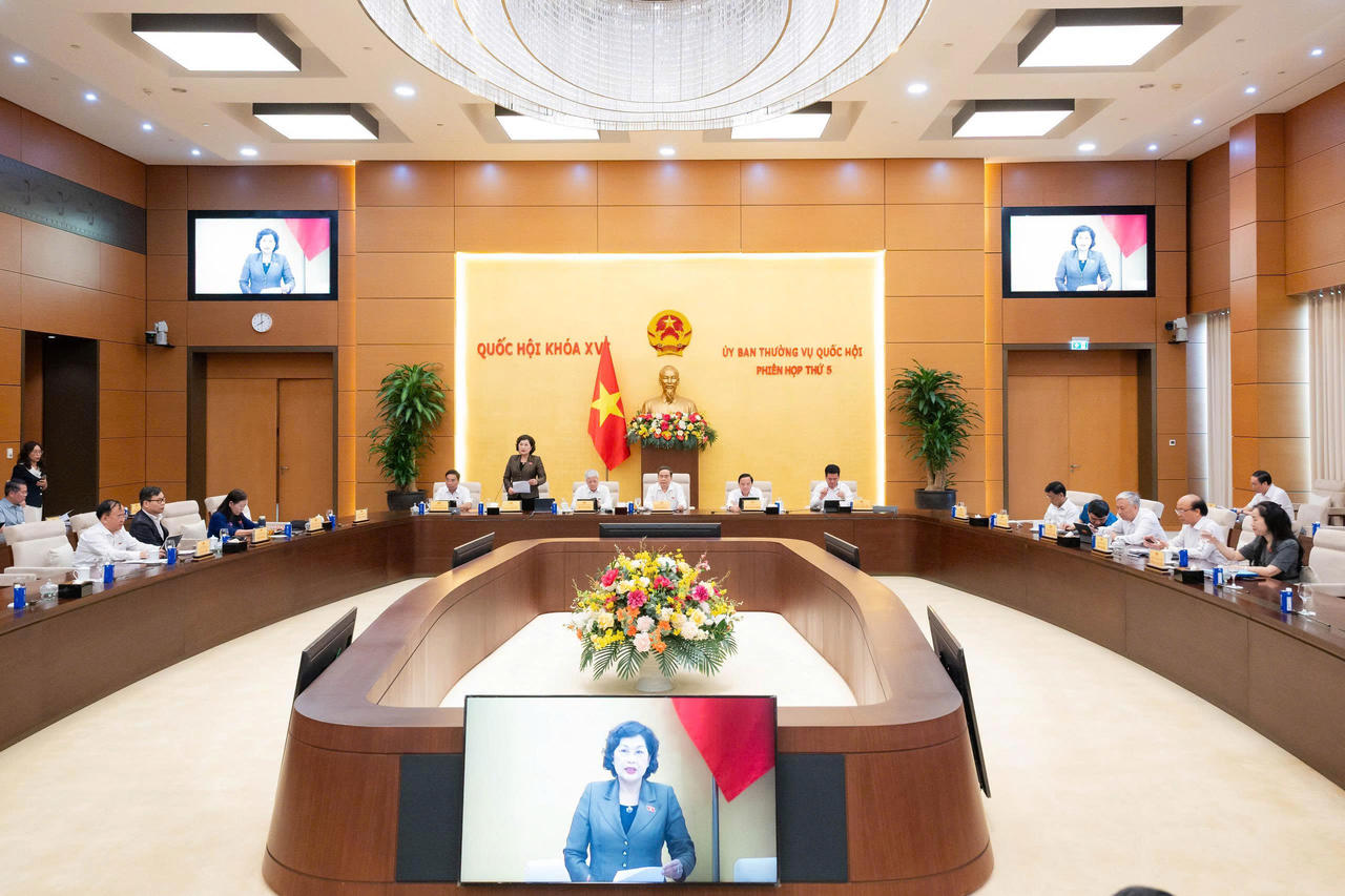 Ph&oacute; Chủ tịch Quốc hội Nguyễn Thị Hồng điều h&agrave;nh nội dung phi&ecirc;n họp. Ảnh: Quochoi.vn