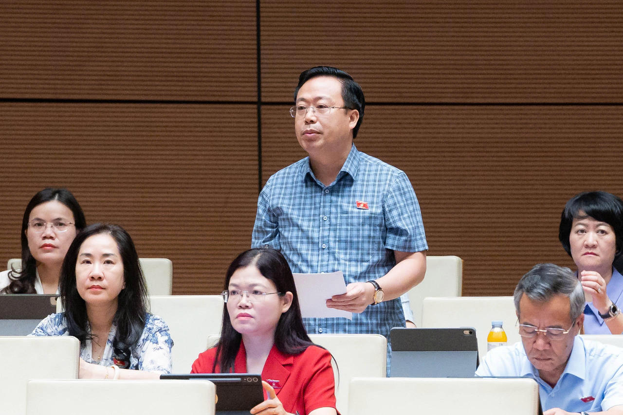 Đại biểu Nguyễn Đại Thắng ph&aacute;t biểu tại phi&ecirc;n họp.