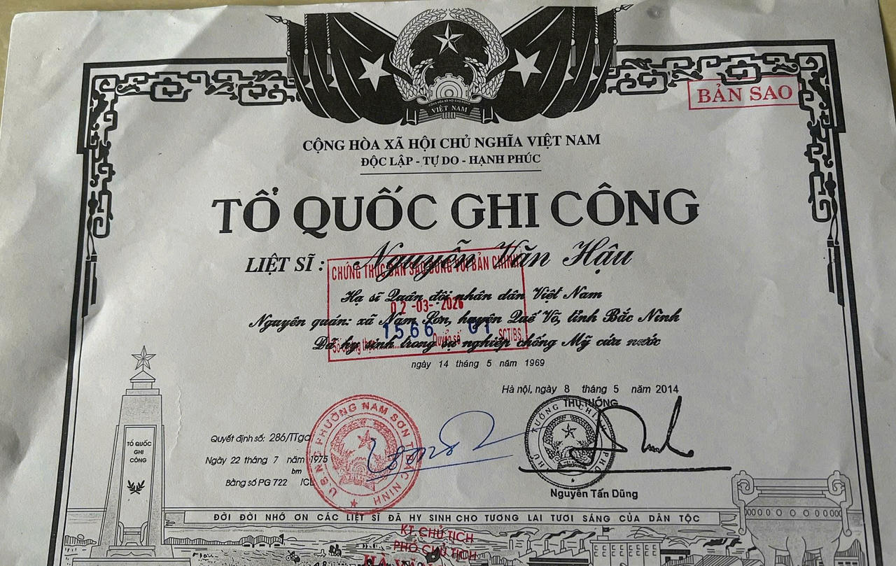 Th&ocirc;ng tin liệt sĩ Nguyễn Văn Hậu