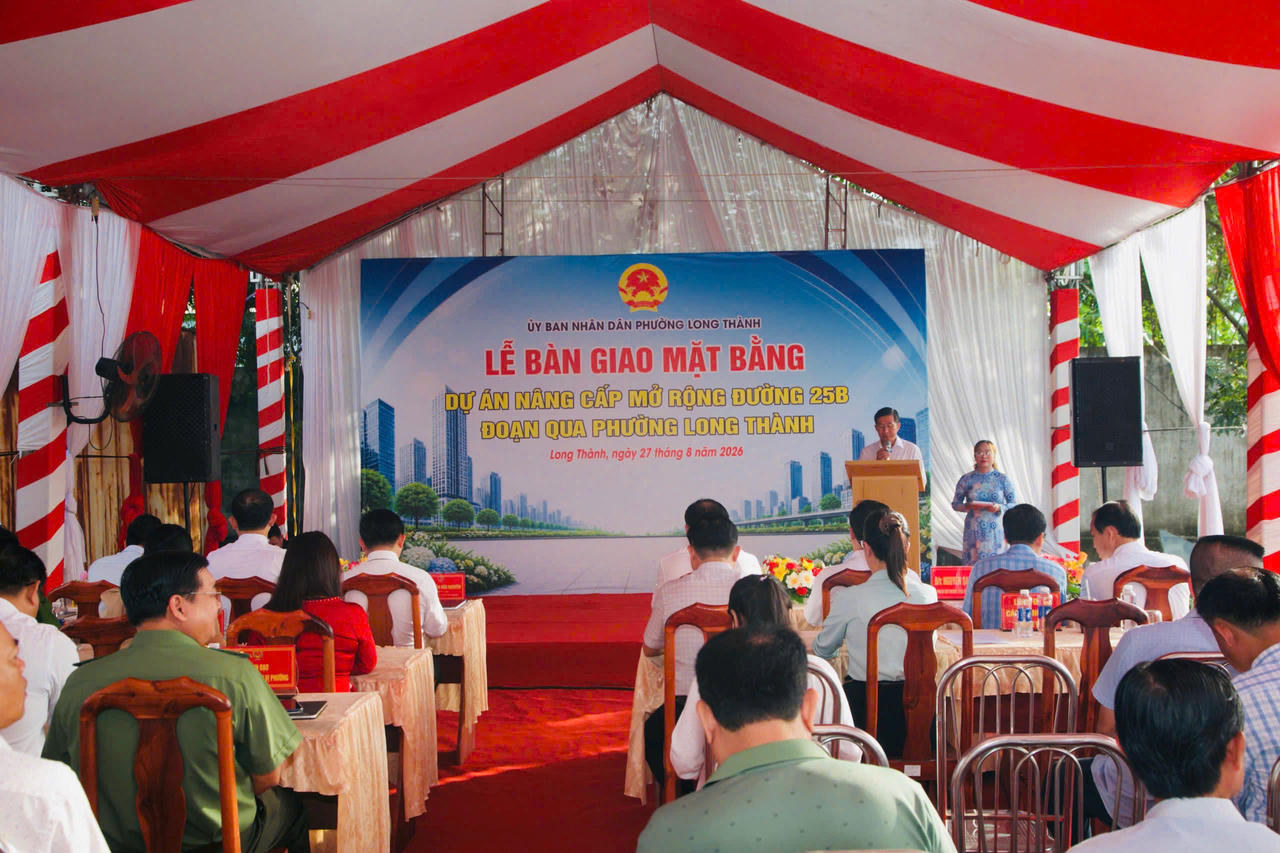 Phường Long Th&agrave;nh b&agrave;n giao 100% mặt bằng dự &aacute;n n&acirc;ng cấp, mở rộng đường 25B qua địa b&agrave;n. Ảnh: DK