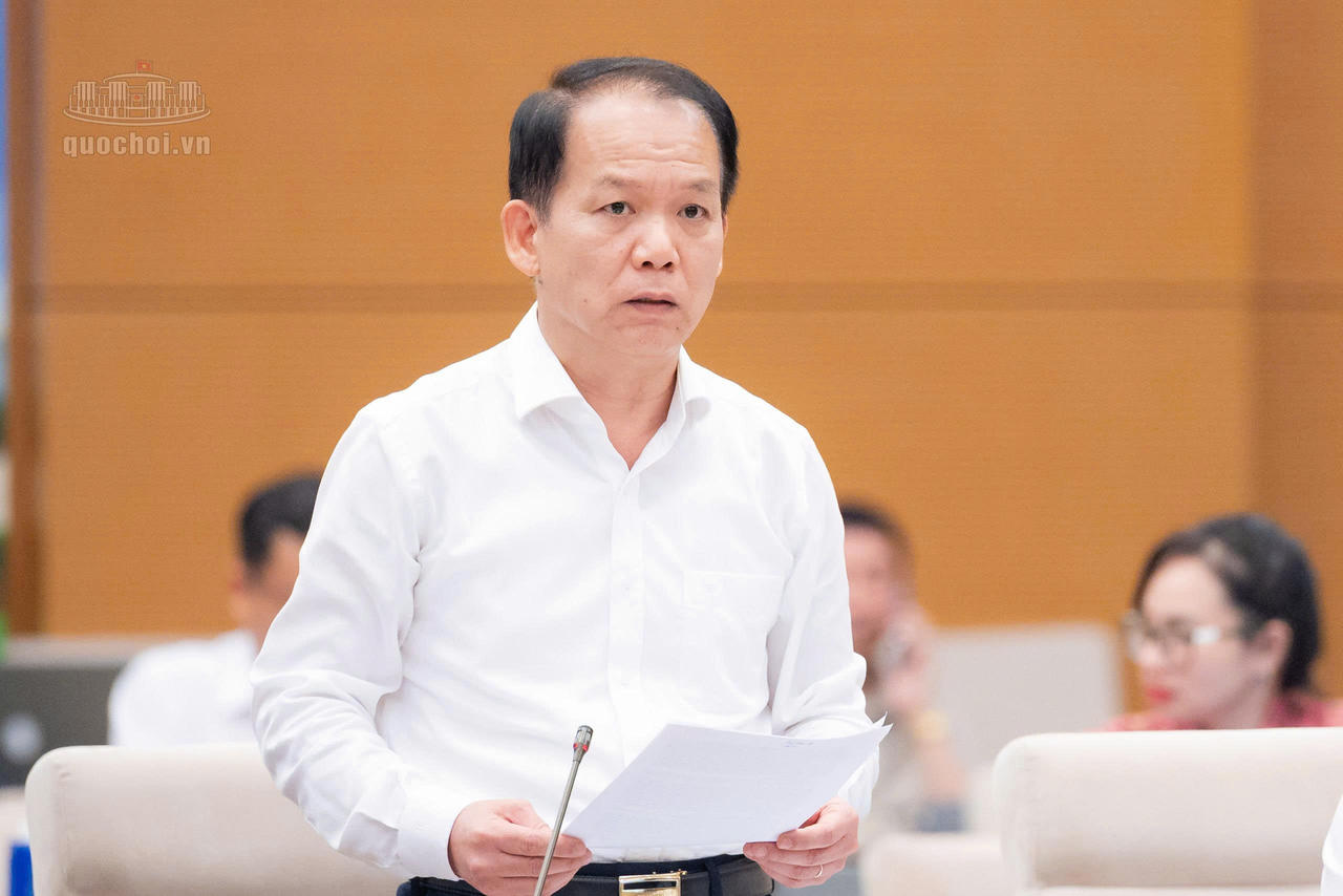 Bộ trưởng Bộ Tư ph&aacute;p Ho&agrave;ng Thanh T&ugrave;ng tr&igrave;nh b&agrave;y Tờ tr&igrave;nh.