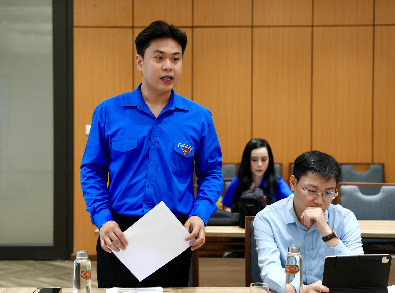 B&iacute; thư Đo&agrave;n Thanh ni&ecirc;n Bộ Tư ph&aacute;p Nguyễn Việt H&agrave; ph&aacute;t biểu khai mạc.