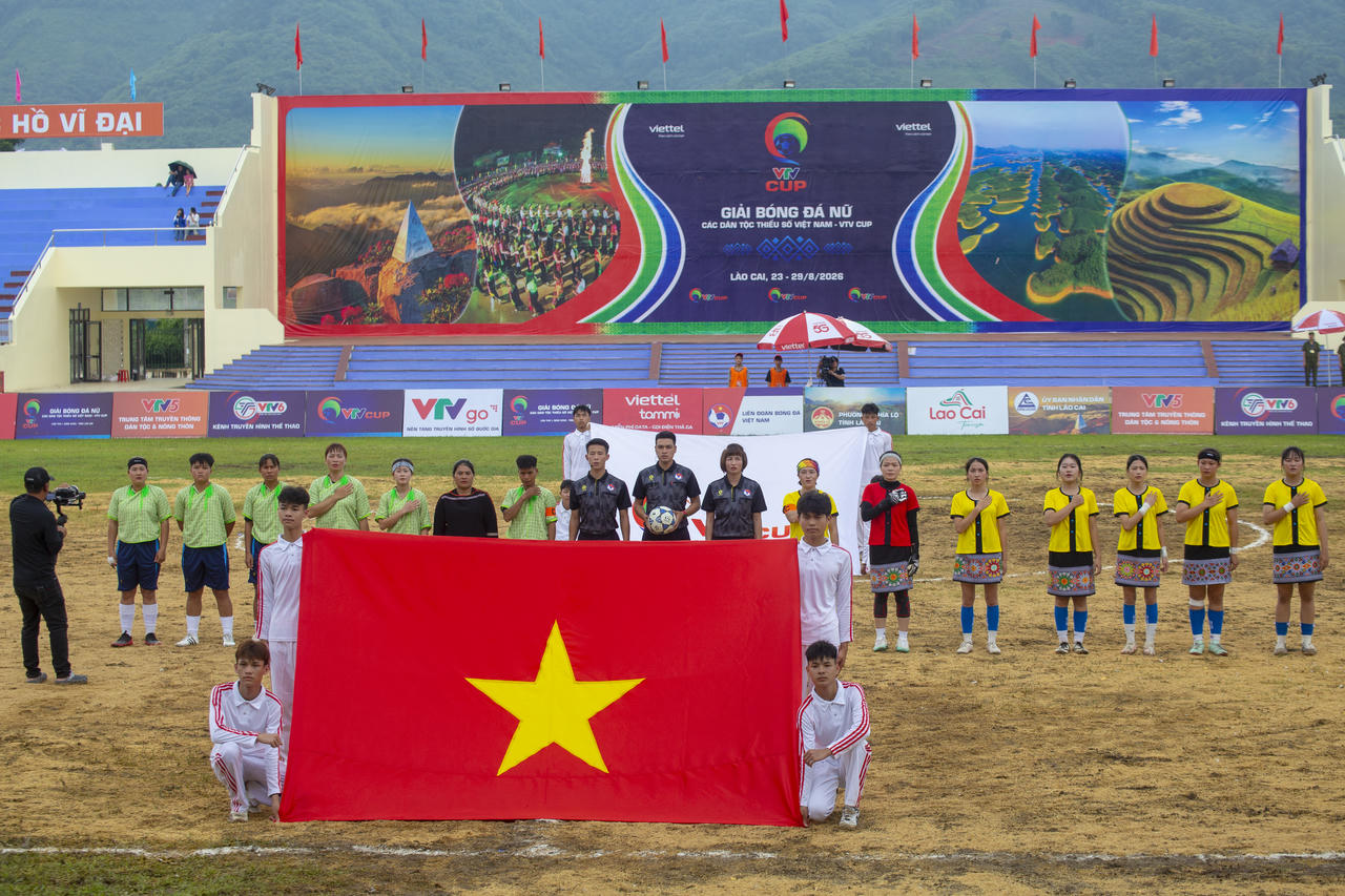 Giải B&oacute;ng đ&aacute; nữ c&aacute;c d&acirc;n tộc thiểu số Việt Nam - VTV Cup lần thứ I năm 2026 diễn ra từ ng&agrave;y 23/8 đến 29/8/2026 tại S&acirc;n vận động phường Nghĩa Lộ, tỉnh L&agrave;o Cai. (Ảnh: Nguy&ecirc;̃n Hải)
