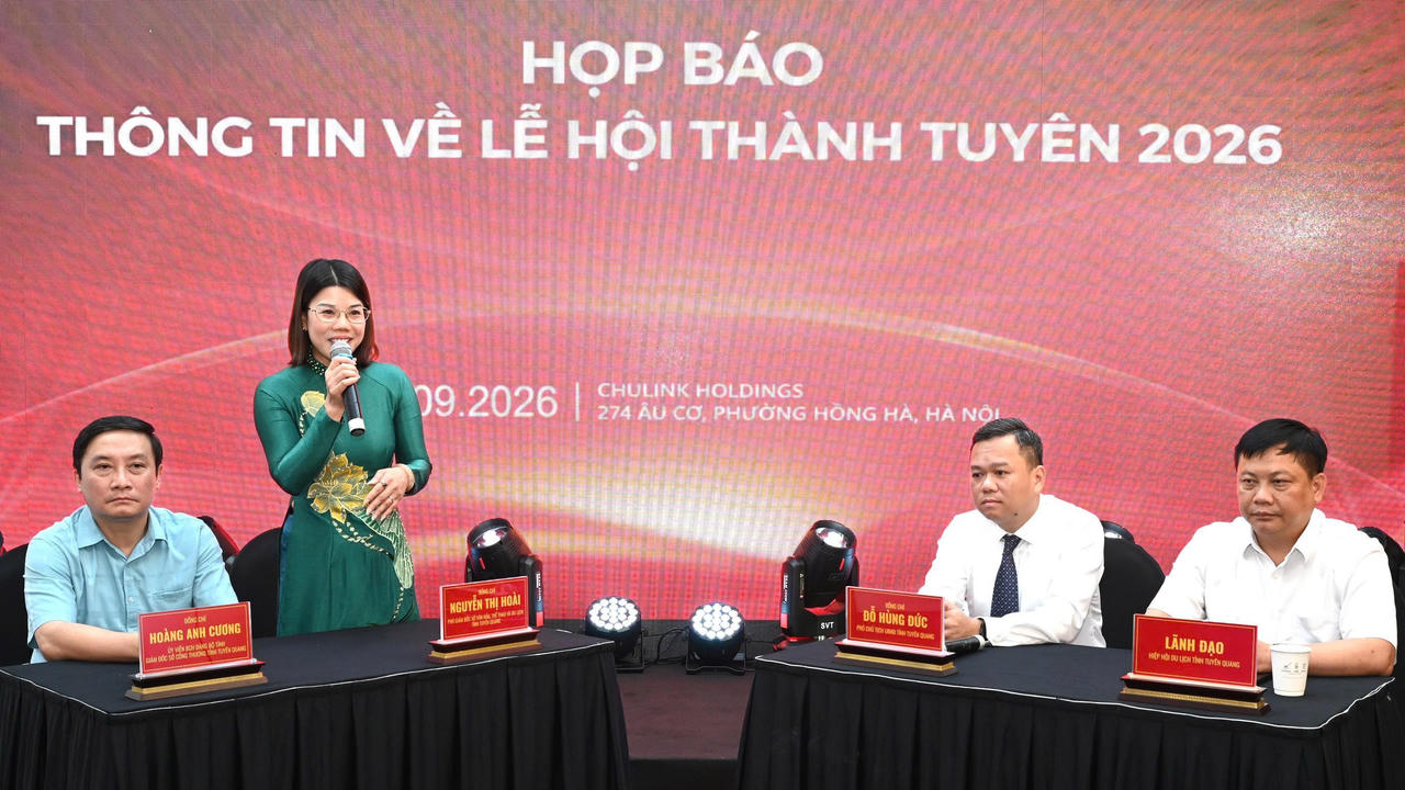 Tỉnh Tuy&ecirc;n Quang tổ chức họp b&aacute;o th&ocirc;ng tin về lễ hội Th&agrave;nh Tuy&ecirc;n 2026. Ảnh: Nhật Nguy&ecirc;n.