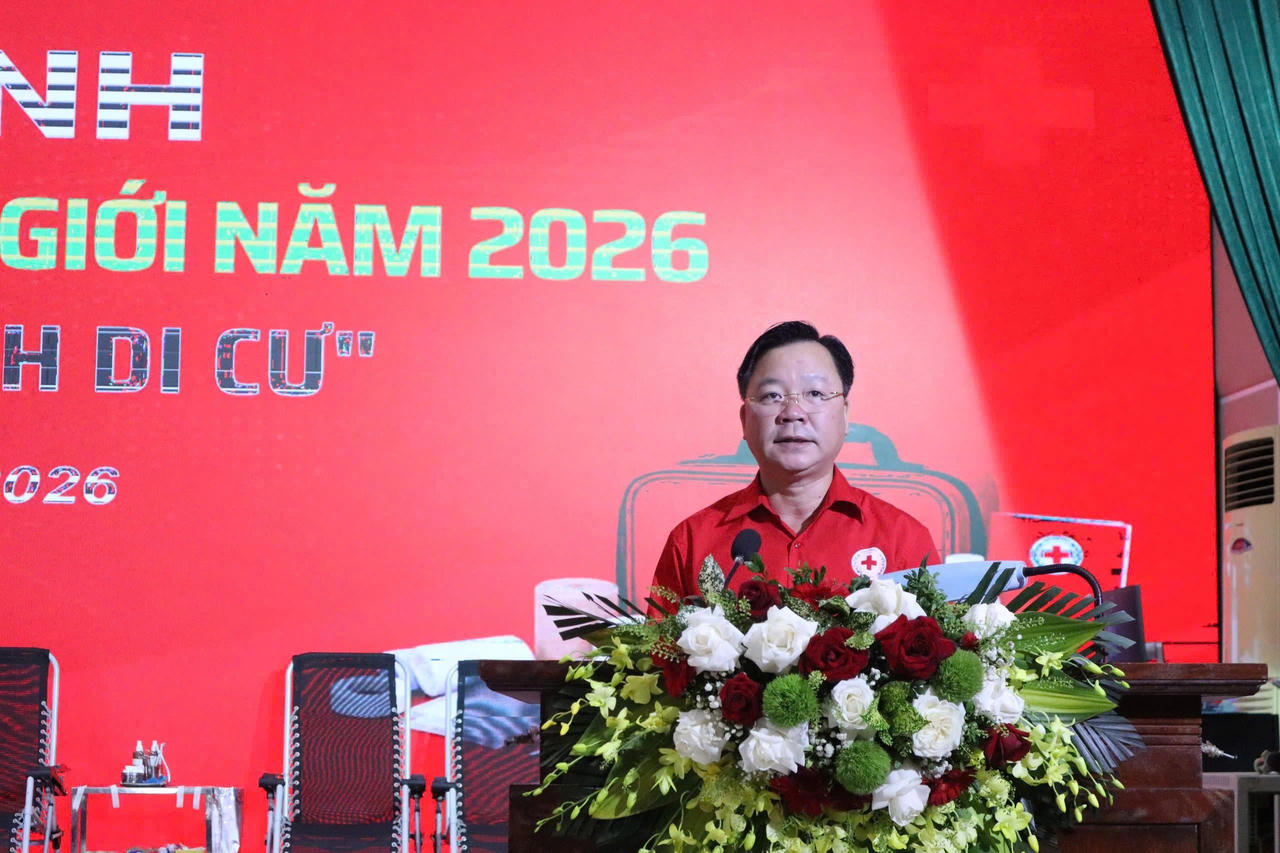 Ph&oacute; Chủ tịch Trung ương Hội Chữ thập đỏ Việt Nam Nguyễn Sỹ Trường ph&aacute;t biểu tại Chương tr&igrave;nh. (Ảnh: Hội Chữ thập đỏ Việt Nam)
