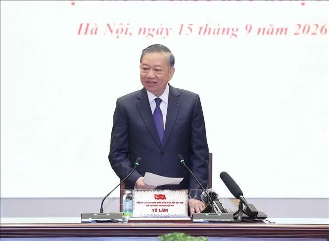 Tổng B&iacute; thư, Chủ tịch nước T&ocirc; L&acirc;m ph&aacute;t biểu chỉ đạo. Ảnh: Thống Nhất/TTXVN