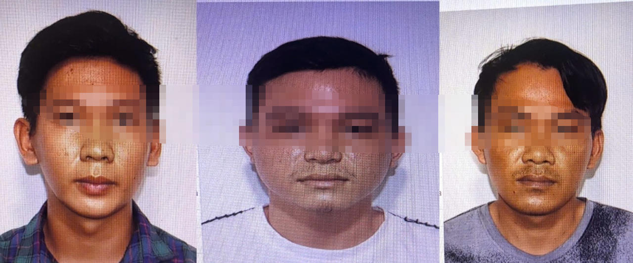 C&aacute;c bị can Nguyễn Anh Th&acirc;n, Nguyễn Trường Khải, Nguyễn Văn Thanh (từ tr&aacute;i qua). Ảnh: Ho&agrave;ng Đ&ocirc;