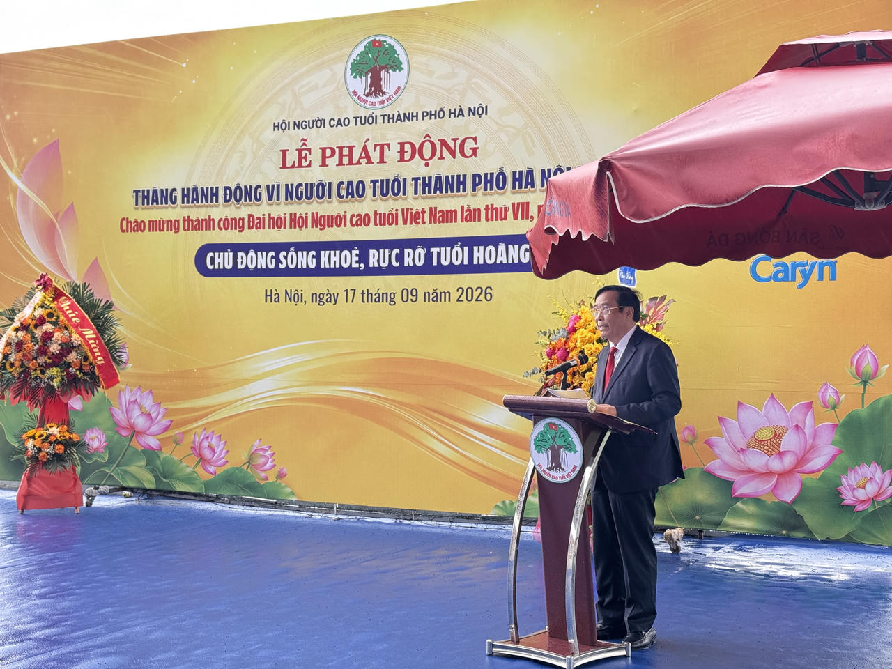 Chủ tịch Hội Người cao tuổi Việt Nam Nguyễn Thanh B&igrave;nh ph&aacute;t biểu tại Lễ ph&aacute;t động. (Ảnh: PV)