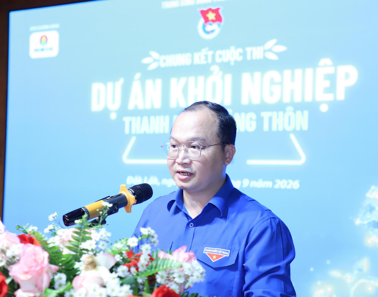 &Ocirc;ng Cảnh Ch&iacute; Qu&acirc;n, Ủy vi&ecirc;n BCH, Ph&oacute; Trưởng ban C&ocirc;ng t&aacute;c Thanh thiếu nhi Trung ương Đo&agrave;n ph&aacute;t biểu khai mạc. (Ảnh: Đ.Hải)