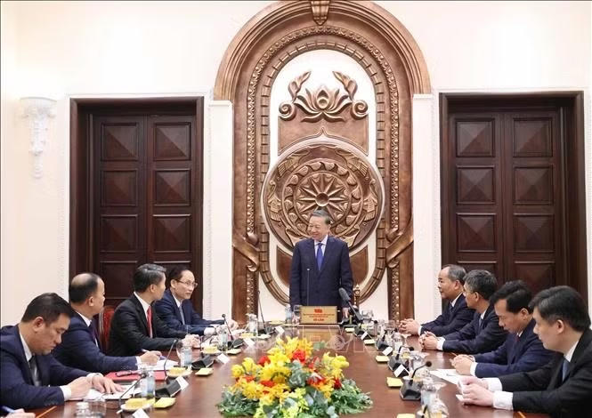 Tổng B&iacute; thư, Chủ tịch nước T&ocirc; L&acirc;m ph&aacute;t biểu chỉ đạo. Ảnh: Thống Nhất/TTXVN