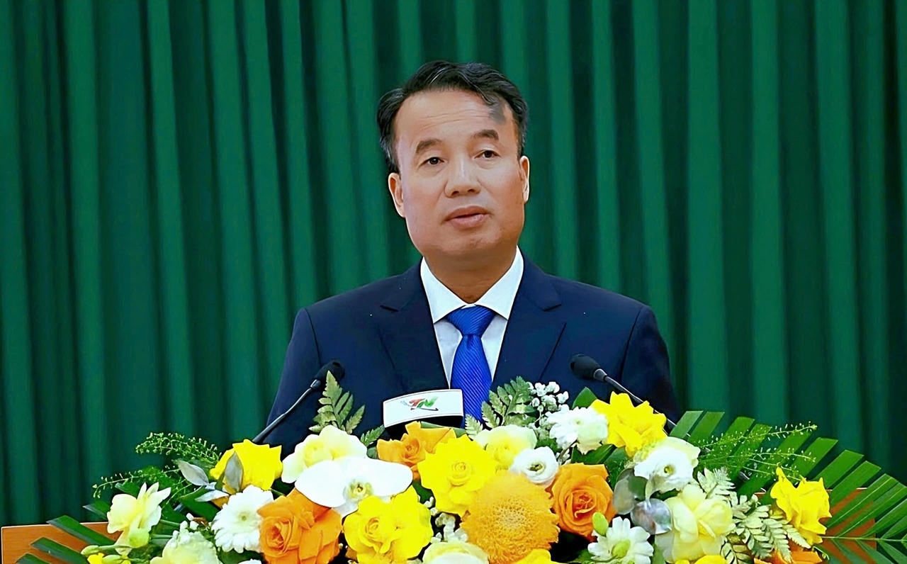 T&acirc;n Chủ tịch UBND tỉnh Th&aacute;i Nguy&ecirc;n Nguyễn Thế Mạnh ph&aacute;t biểu nhận nhiệm vụ mới