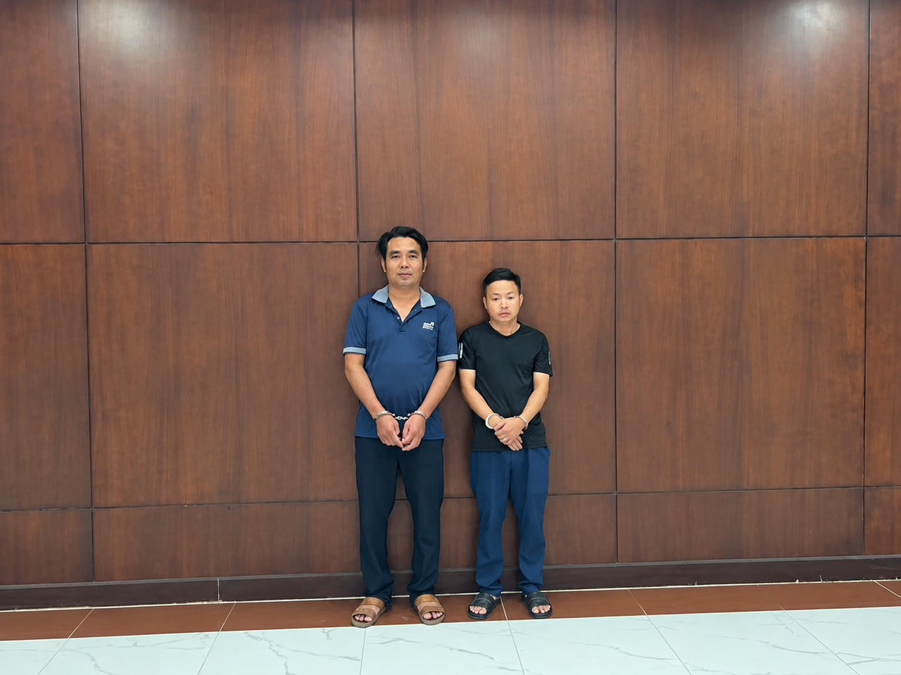 Đối tượng Ng&ocirc; Sĩ Mạnh v&agrave; Hồ Sỹ Hải. Ảnh: C&ocirc;ng an cung cấp