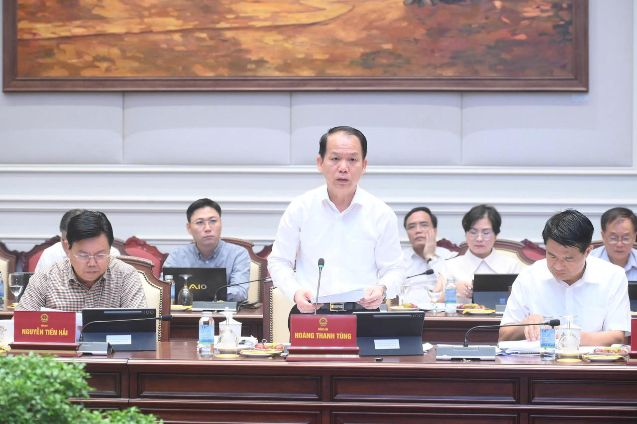 Bộ trưởng Bộ Tư ph&aacute;p Ho&agrave;ng Thanh T&ugrave;ng b&aacute;o c&aacute;o tại Phi&ecirc;n họp.