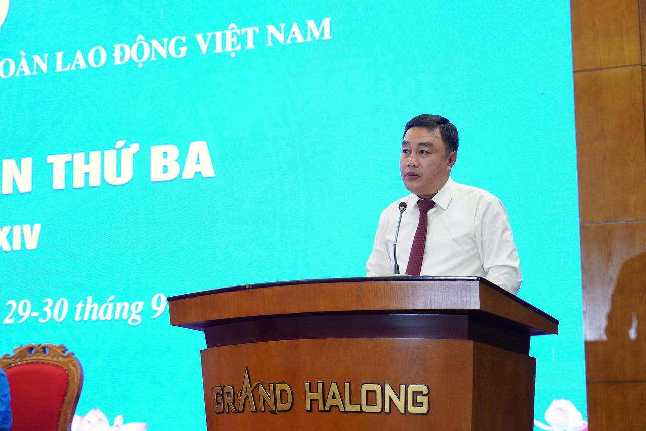&Ocirc;ng Đinh Hữu Th&agrave;nh, Ủy vi&ecirc;n Trung ương Đảng, Ph&oacute; B&iacute; thư Thường trực Th&agrave;nh ủy Quảng Ninh ph&aacute;t biểu tại hội nghị.