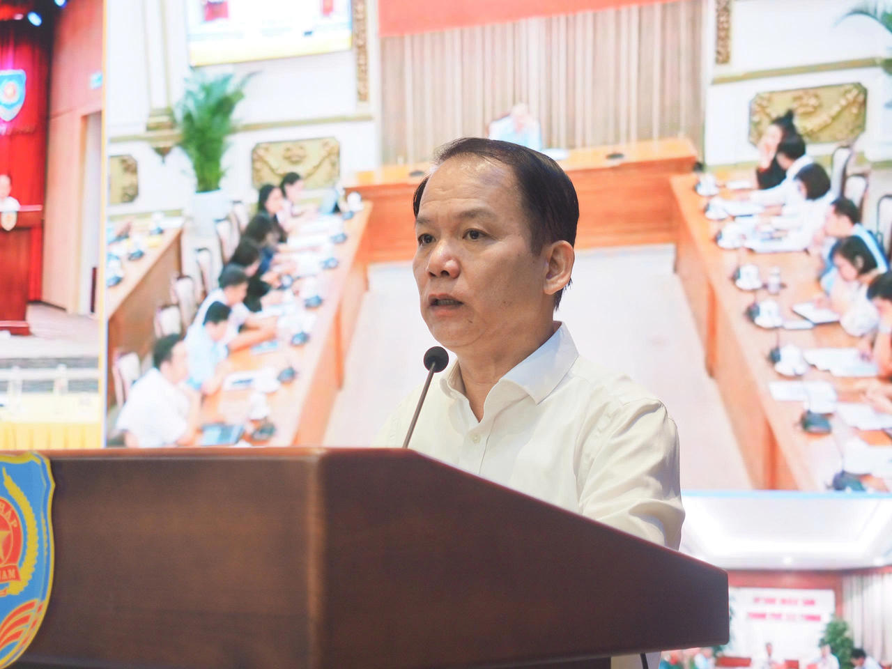 Bộ trưởng Ho&agrave;ng Thanh T&ugrave;ng ph&aacute;t biểu tại Hội nghị.