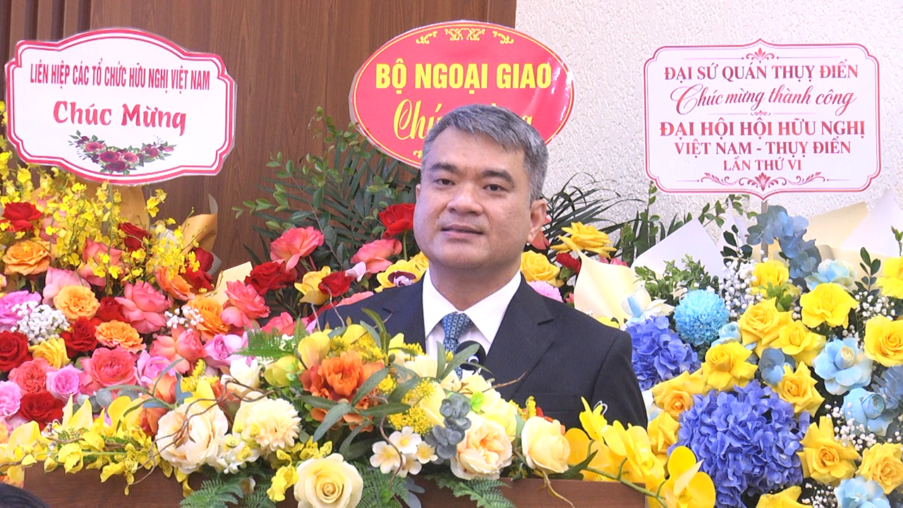 Thứ trưởng Nguyễn Thanh T&uacute;, Chủ tịch Hội kh&oacute;a VI ph&aacute;t biểu nhậm chức.
