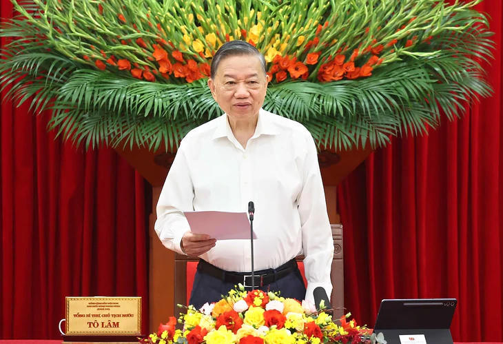 Tổng B&iacute; thư, Chủ tịch nước T&ocirc; L&acirc;m ph&aacute;t biểu chỉ đạo. Ảnh: TTXVN