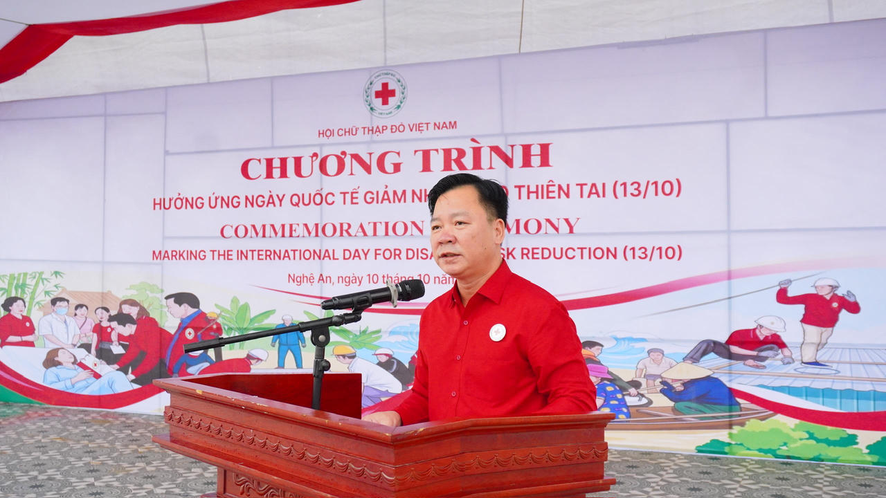 Ph&oacute; Chủ tịch Trung ương Hội Chữ thập đỏ Việt Nam Nguyễn Sỹ Trường ph&aacute;t biểu tại Chương tr&igrave;nh. (Ảnh: Hội Chữ thập đỏ Việt Nam)