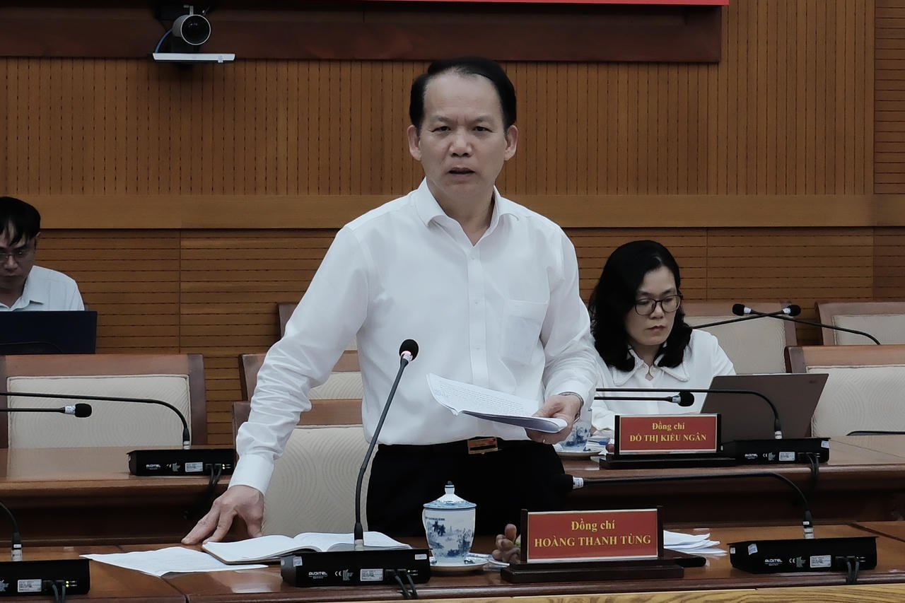 Bộ trưởng Bộ Tư ph&aacute;p Ho&agrave;ng Thanh T&ugrave;ng ph&aacute;t biểu chỉ đạo. Ảnh: TU
