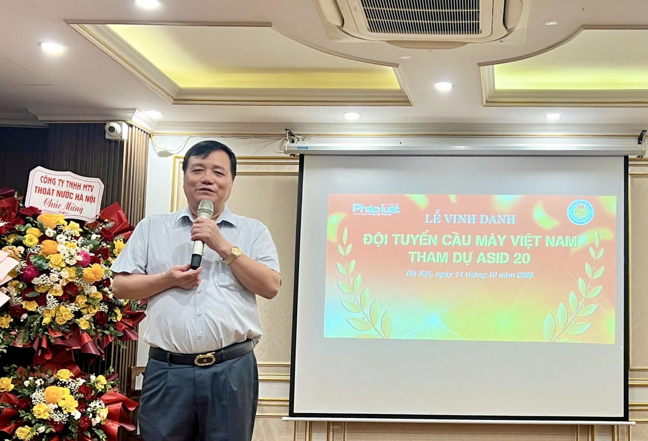 &Ocirc;ng Nguyễn Văn Hiều &ndash; Chủ tịch Li&ecirc;n đo&agrave;n Cầu m&acirc;y Việt Nam ph&aacute;t biểu tại Lễ vinh danh Đội tuyển Cầu m&acirc;y Việt Nam tham dự ASIAD 20.