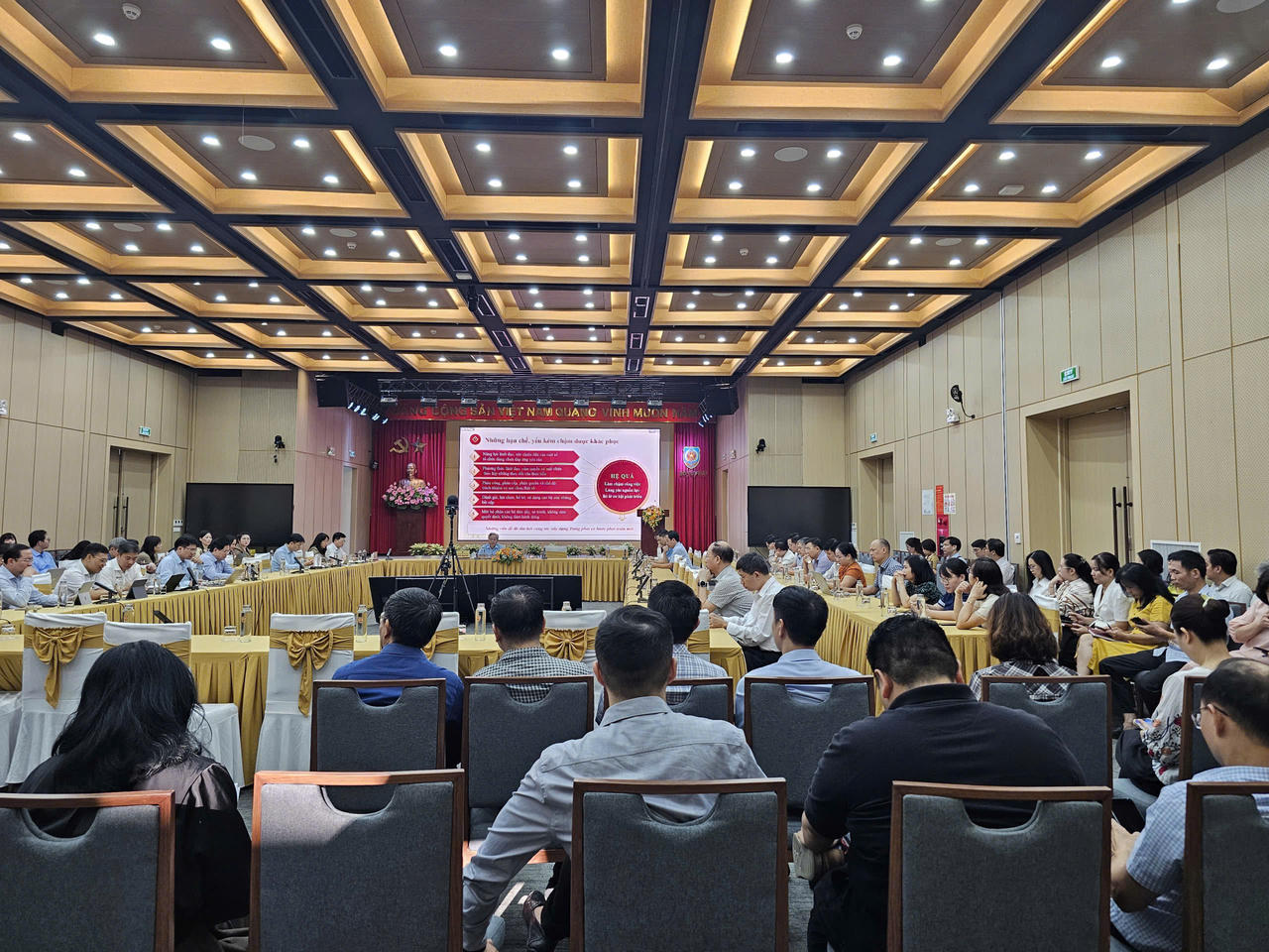 C&aacute;c đại biểu tham dự tại điểm cầu Bộ Tư ph&aacute;p. Ảnh: Ho&agrave;ng Thư