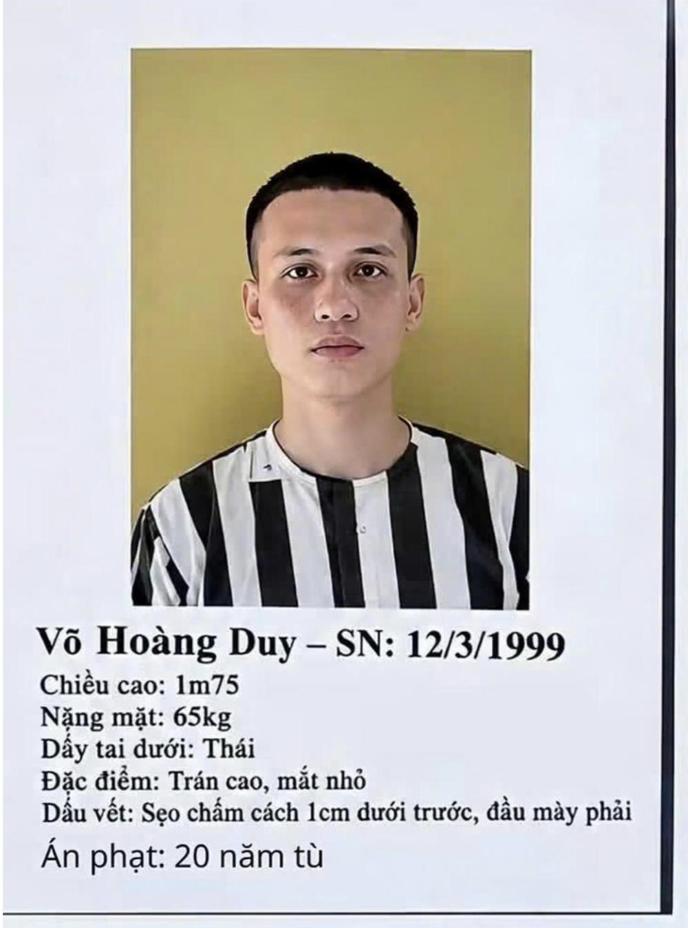Th&ocirc;ng tin đối tượng V&otilde; Ho&agrave;ng Duy. Ảnh: CACC