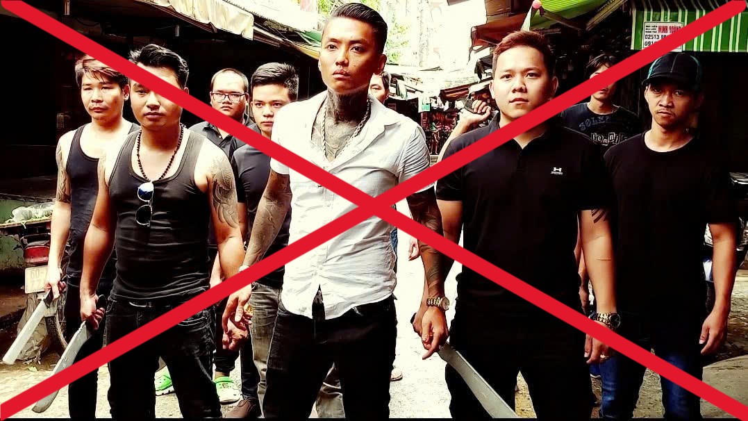 H&igrave;nh ảnh được cắt ra từ video &ldquo;Ơn nghĩa giang hồ&rdquo; do nh&oacute;m Cọp đen sản xuất. Ảnh: C&ocirc;ng an cung cấp.