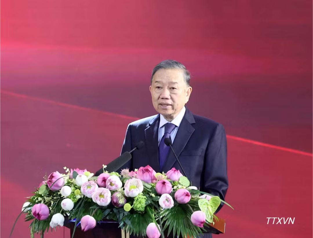 Tổng B&iacute; thư, Chủ tịch nước T&ocirc; L&acirc;m ph&aacute;t biểu chỉ đạo tại Lễ kỷ niệm. Ảnh: TTXVN