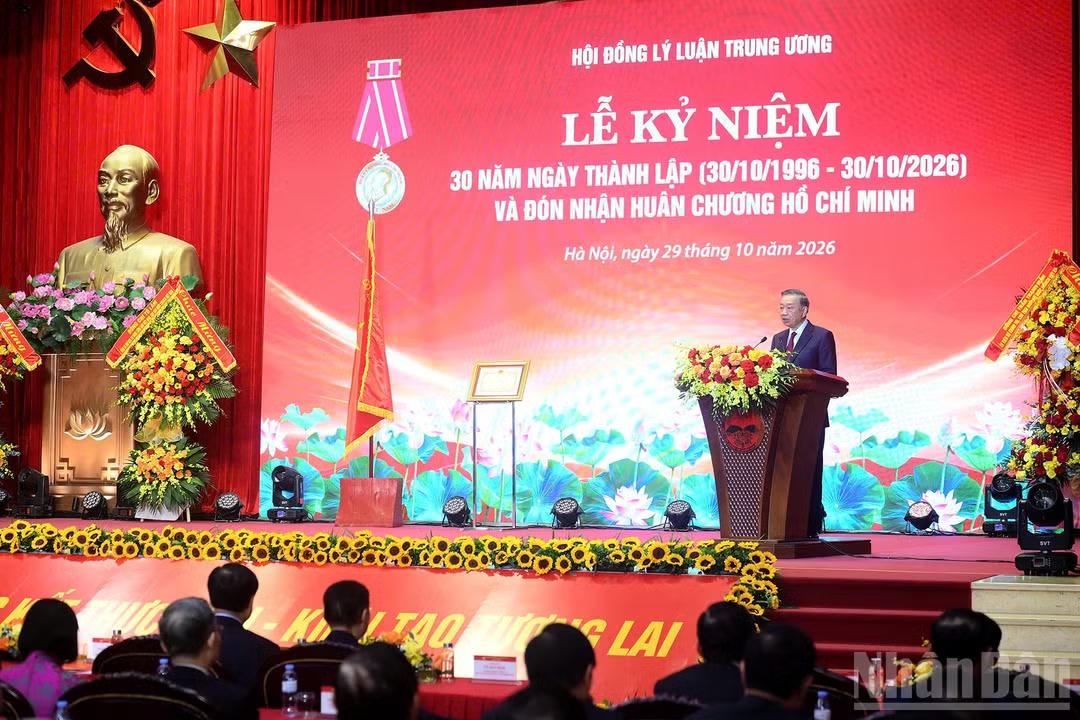 Tổng B&iacute; thư, Chủ tịch nước T&ocirc; L&acirc;m ph&aacute;t biểu tại lễ kỷ niệm. Ảnh: nhandan.vn