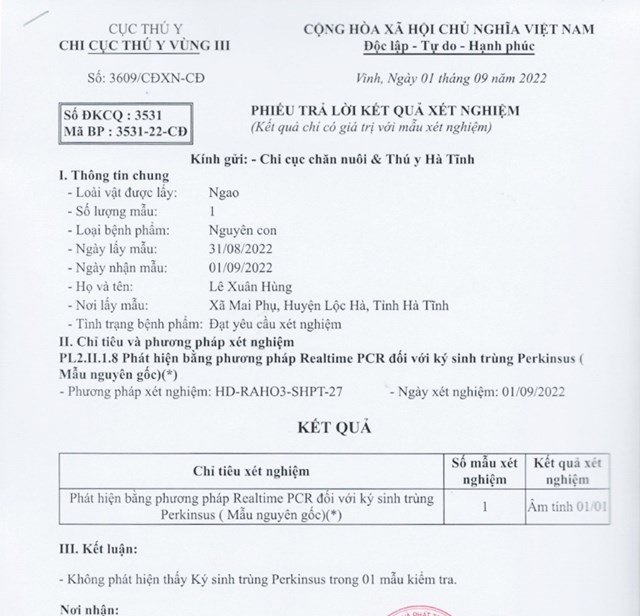 Kết quả xét nghiệm khẳng định tình trạng ngao chết ở xã Mai Phụ âm tính với dịch bệnh.