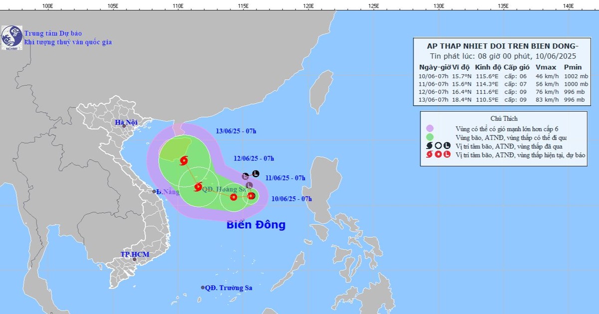 Trong 24 giờ tới, áp thấp nhiệt đới có thể mạnh lên thành bão