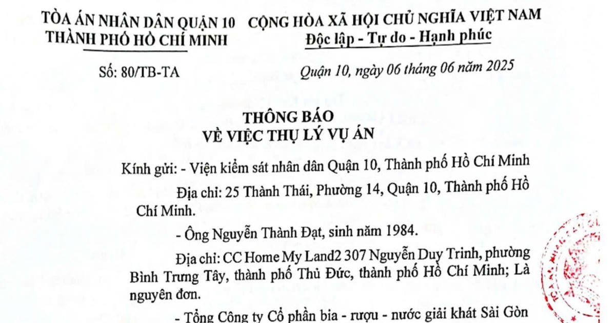 Toà án thụ lý vụ kiện liên quan Sabeco