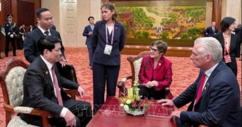 Chủ tịch nước Lương Cường gặp lãnh đạo các nước tại Lễ kỷ niệm chiến thắng phát-xít