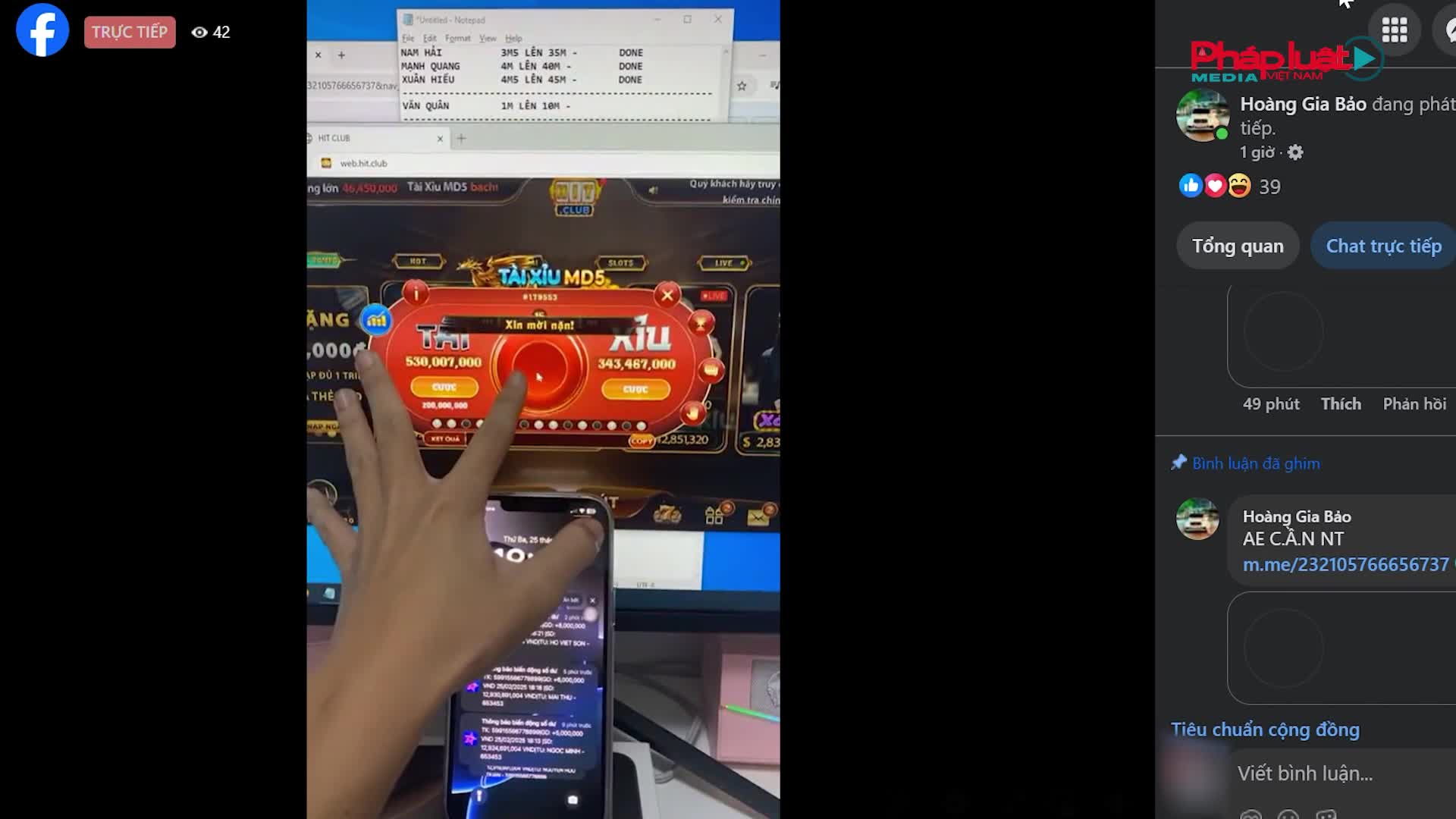 Livestream "tài-xỉu online" (Bài 1): Cảnh báo thủ đoạn lừa đảo “Chuyển khoản cho người lạ để 1 vốn 10 lời”