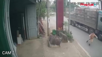 Người đàn ông đẩy cảnh sát giao thông vào đầu xe tải