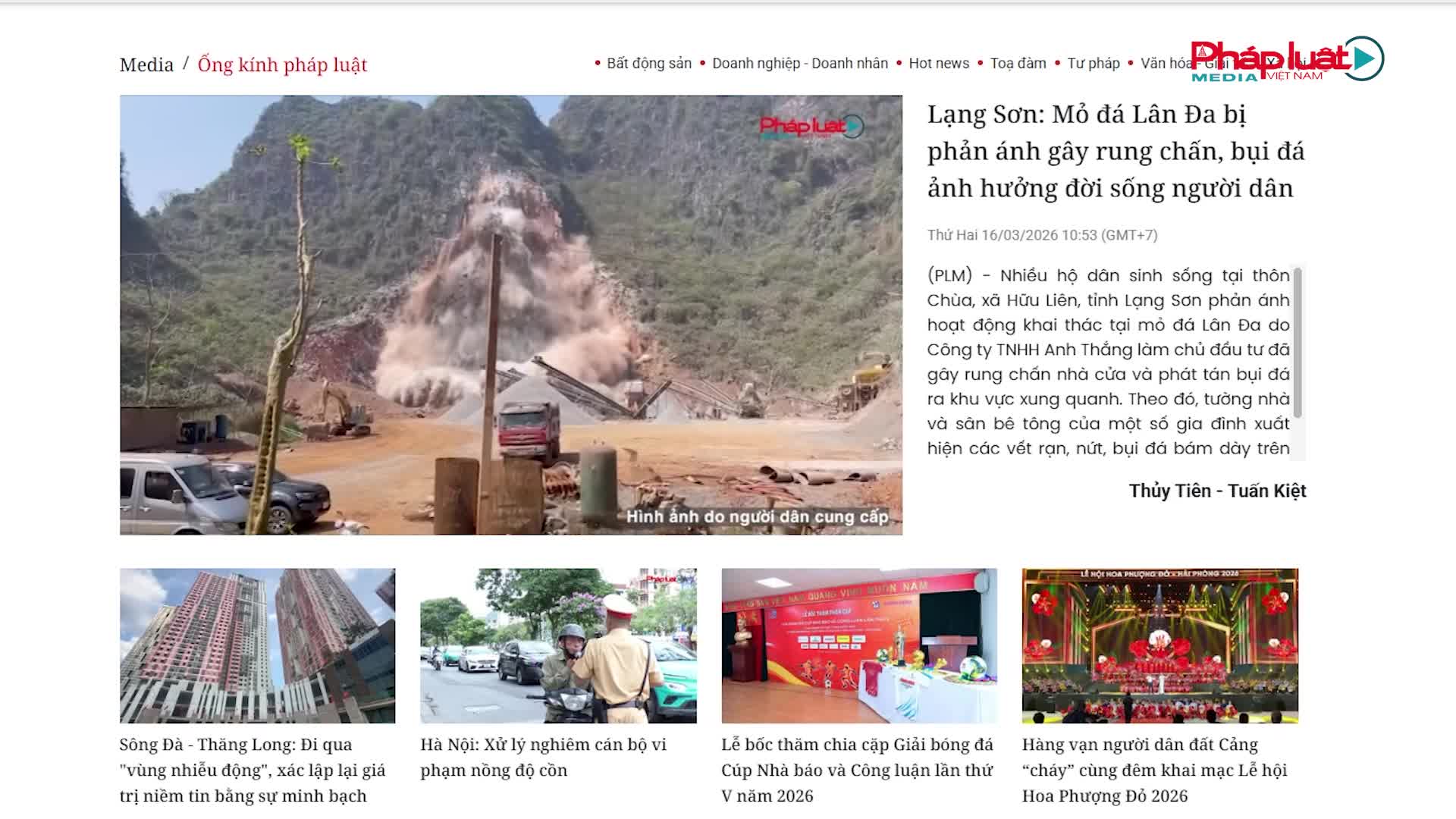 Lạng Sơn: Sau phản ánh rung chấn, bụi đá, mỏ Lân Đa bị xử phạt 250 triệu đồng vì khai thác vượt công suất